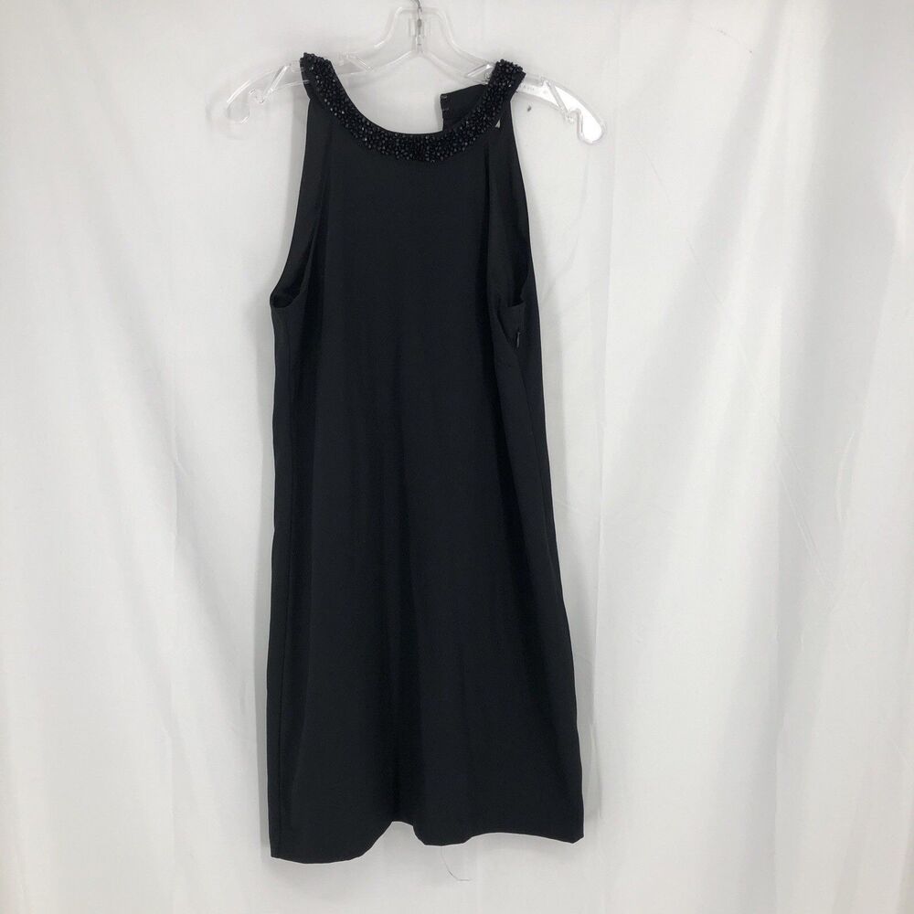 Banana Republic A Line Mini Dress Women 4 Beaded Halter Neckline Party Black